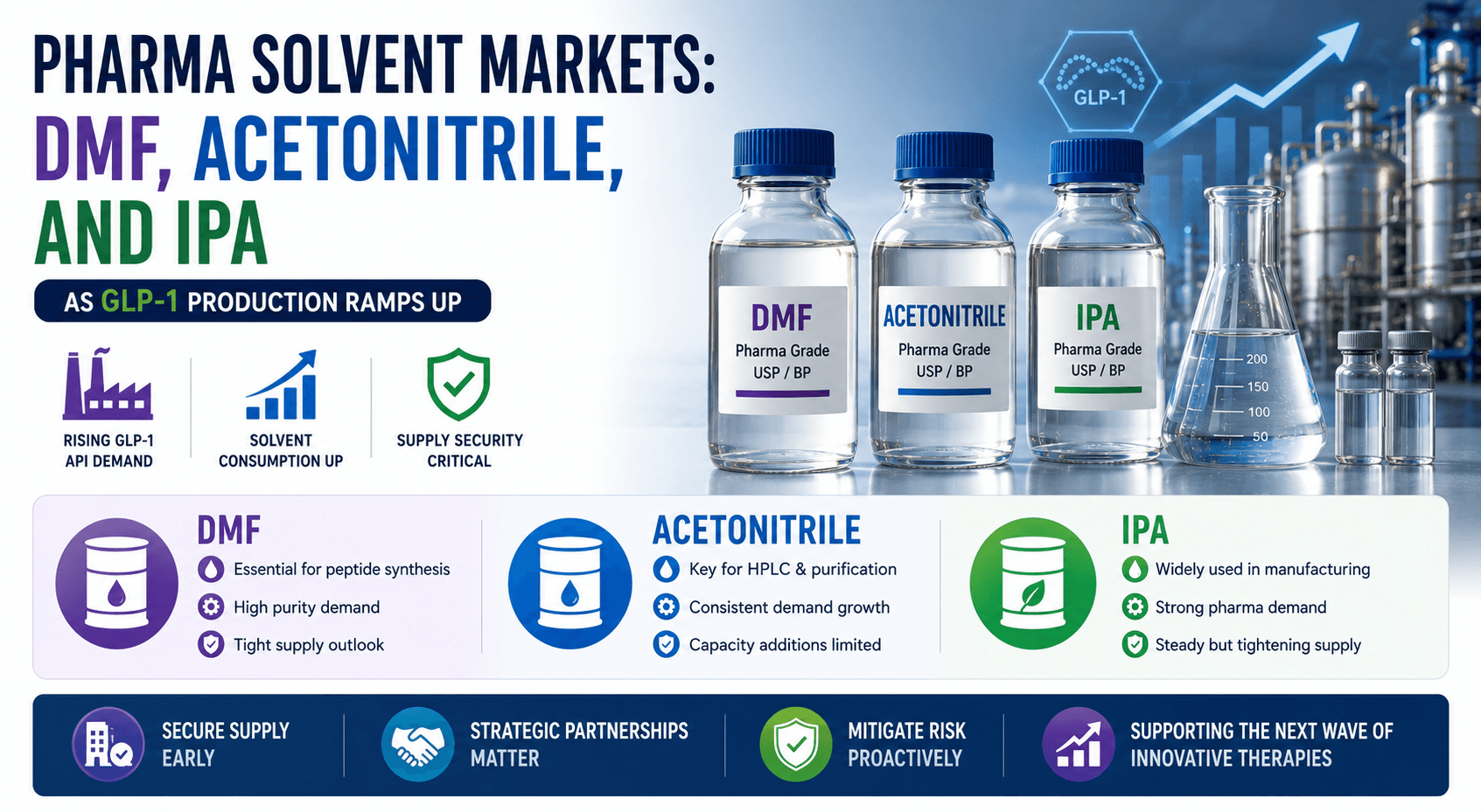 أسواق المذيبات الدوائية: DMF و الأسيتونيتريل و IPA مع زيادة إنتاج GLP-1